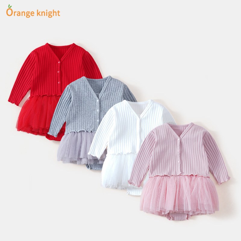 婴儿套装春秋网红女宝宝洋气公主哈裙两件套新生儿满月服百天衣服