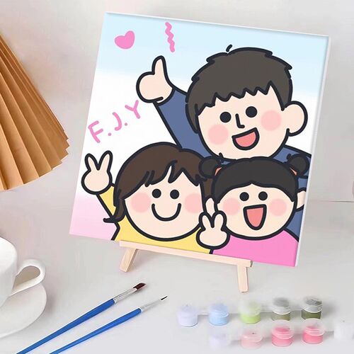 数字油画儿童填色diy2024新款定制照片人物高级感丙烯填色肌理画