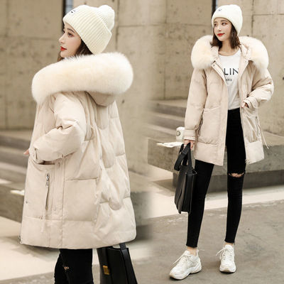 中长款羽绒棉衣棉服女韩版宽松冬季外套黑色冬装棉袄202.1新款加