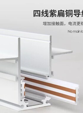 极简白色bLED无主灯超厚全光谱明装智能磁吸轨道灯槽暗装夹板轨道