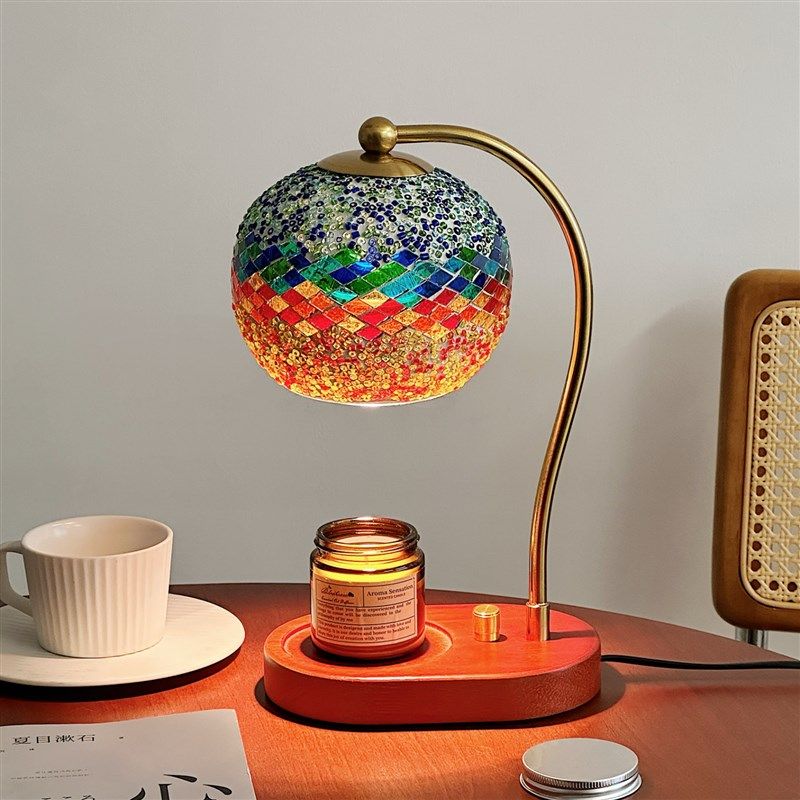 中古风香薰融蜡台灯卧室床头氛围感装饰灯高颜值触摸开关摩洛哥风