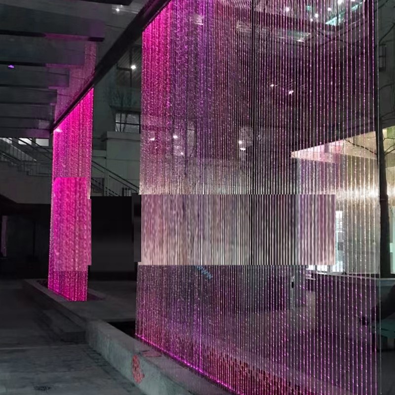 拉线水帘光纤钢丝水帘瀑布数字水帘灯光音乐喷泉吊线水幕景墙