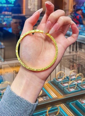 金包银碎碎冰金手镯爆闪蹦迪实心手环情侣节日送女友礼物