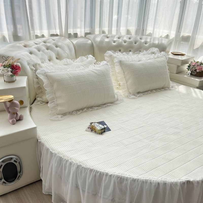 乳胶凉席圆床床裙三件套夏天凉感圆形床罩床单冰丝空调席子2米2.2