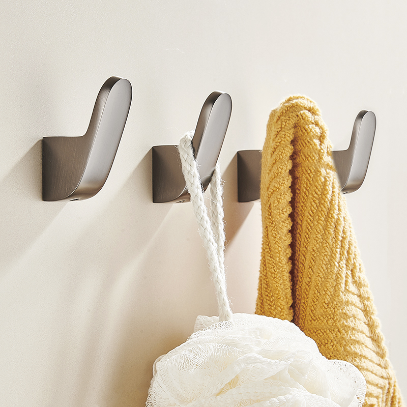 枪灰色全铜挂钩单个挂钩挂衣钩化妆室衣服衣柜玄关衣帽钩子免打孔