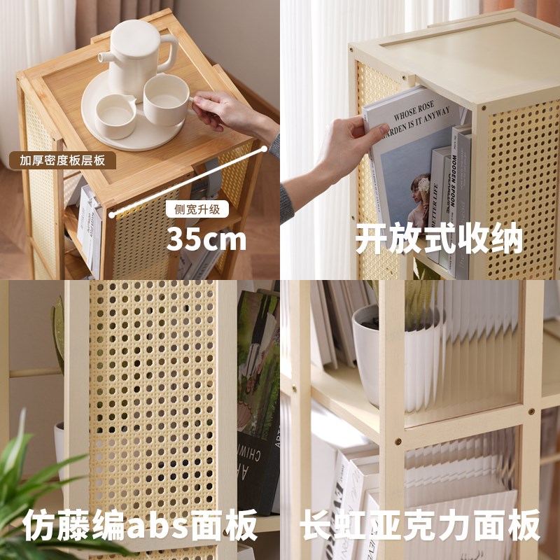 旋转书架落地置物架家用儿童绘本架可移动带轮省空间学生简易书柜