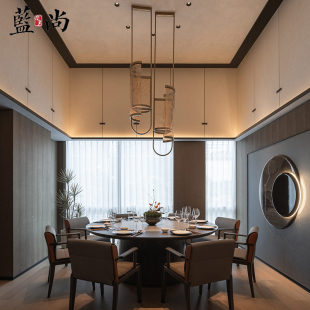 酒店餐桌电动餐桌椅组合现代G简约会所包厢大圆桌家俱定制 新中式