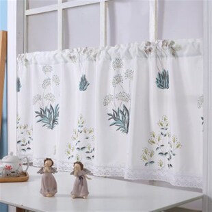 防水短帘布艺半帘窗帘子定制厨房卫生间橱柜帘飘窗U帘免打孔遮挡