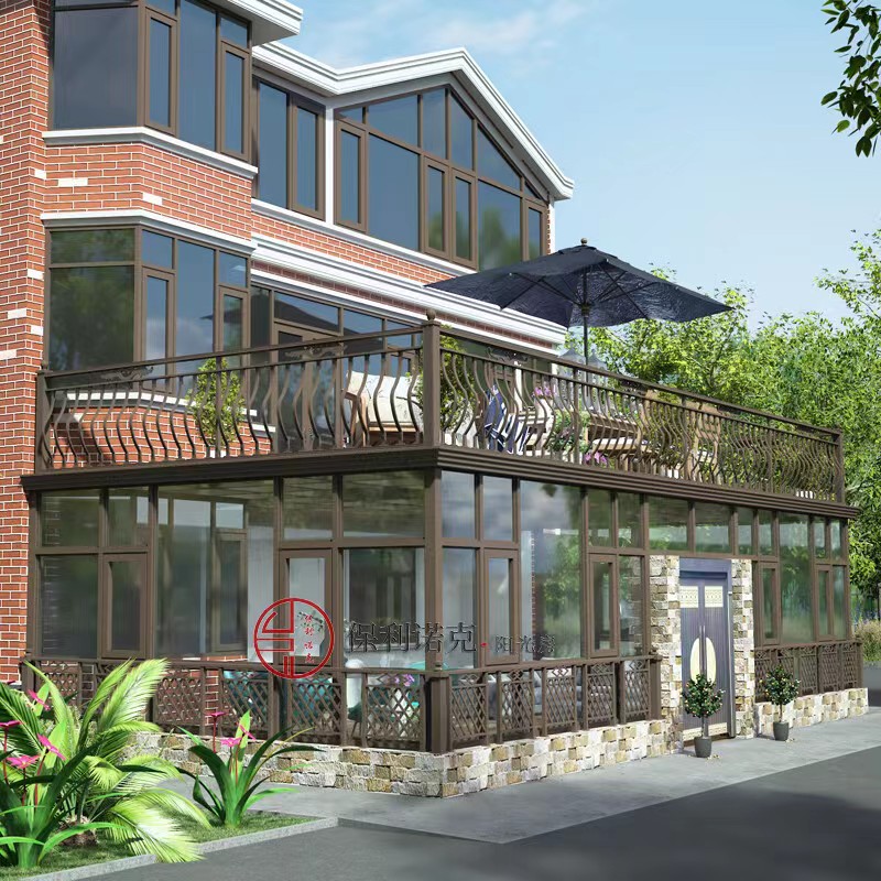 夹胶钢化玻璃阳光房 铝合金玻璃雨棚 钢结构别墅阳光房断桥铝门窗