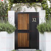 配木纹铝管别墅庭院门围墙大门门庭院门母子门