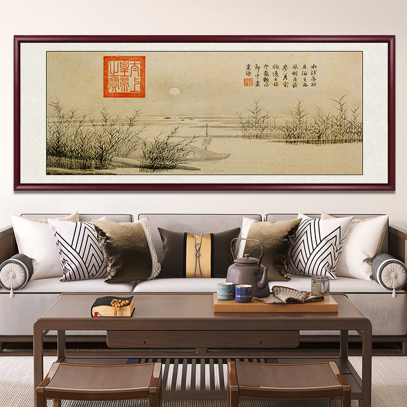 唐寅山水名画新国画客厅办公室装饰画书房茶室挂画背景墙壁画