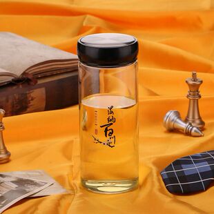 防爆单层玻璃杯加厚茶杯泡茶杯带盖耐热水杯子创意广告杯定制