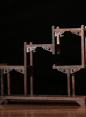 新实木鸡翅木小博古架微型家居客厅酒柜茶室办公室装饰品