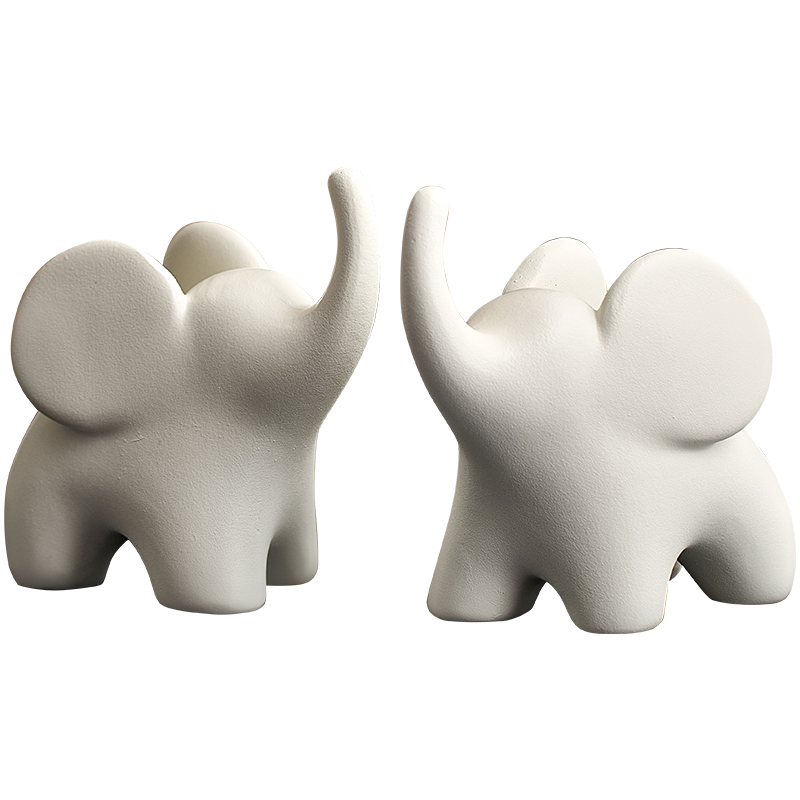 现代大象桌面摆件一对办公室装饰品家居客厅玄关饰品创意可爱
