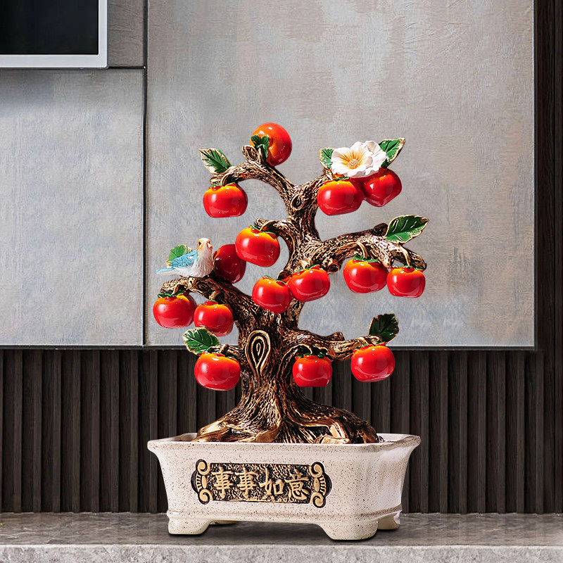 事事如意柿子暖居乔迁之喜新居礼品客厅玄关酒柜电视柜装饰品,家居饰品,装饰摆件,淘宝优惠券,粉丝福利购,淘宝优惠卷