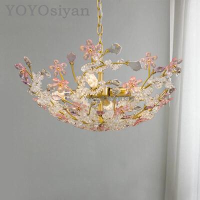 YOYO 法式轻奢黄铜云朵彩色水晶吊灯 客厅饭厅卧室床头吸顶灯