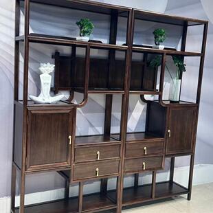 金花梨木文殊三组合博古架实木多宝阁茶叶展示柜客厅隔断古董柜置