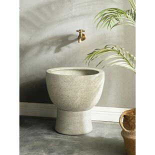 拖把池陶瓷阳台家用覆古拖布池小号拖把盆庭院户外水槽水池墩布池