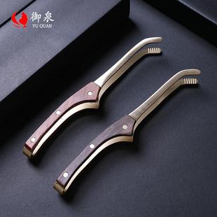 御泉黑檀木铜茶夹功夫茶具茶道零配件茶杯夹子金属镊子洗杯茶夹子