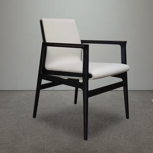 意式简约靠背书椅设计师样板间客饭厅酒店洽谈实木主人椅茶椅餐椅