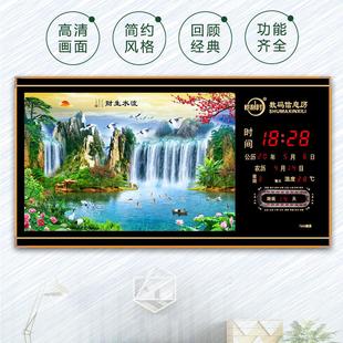 风景壁挂侧显数码 恺利时万年历电子时钟2020新款 钟表挂钟客厅家用
