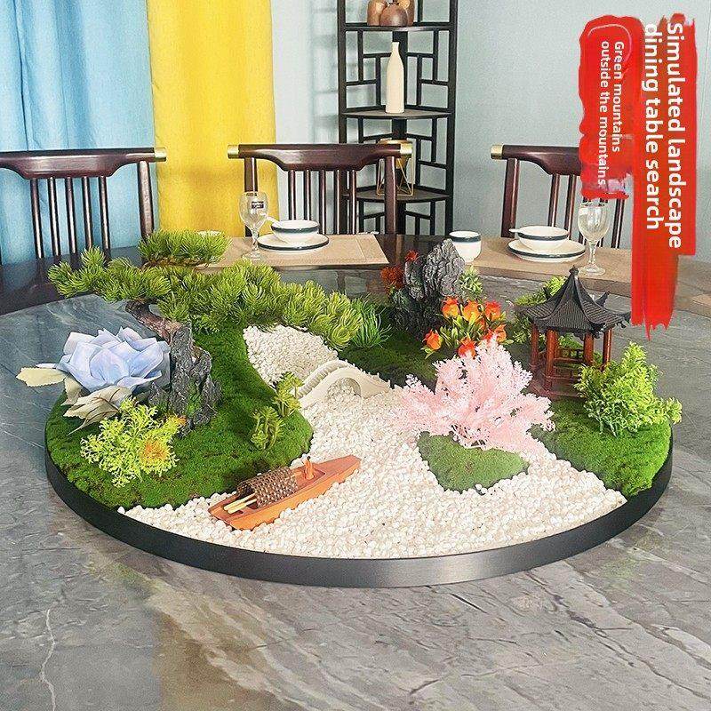 大圆桌转盘中间摆花创意中式景观高档会所包间假花大型装饰摆件,家居饰品,仿真花/假花,淘宝优惠券,粉丝福利购,淘宝优惠卷