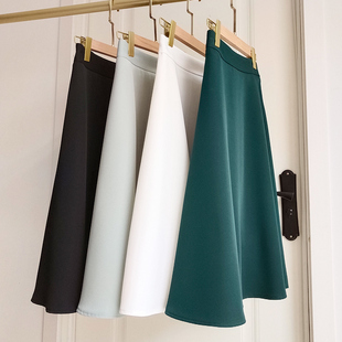 半身裙女春夏2022新款 大摆裙 垂坠感百褶裙高腰显瘦A字伞V裙中长款