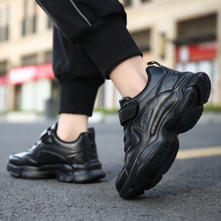 女童白波Z鞋 小学生运动会跑步鞋 网面透 男童小白鞋 黑色儿童运动鞋