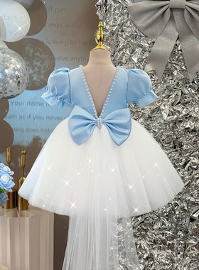 女童连衣裙夏宝宝婚纱礼服蓬蓬纱B生日一周岁公主裙儿童钢琴演出