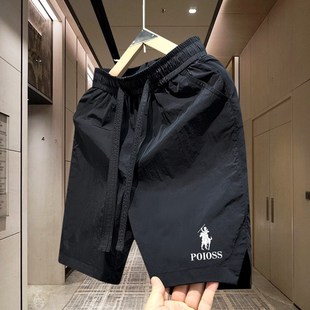 美式 刺绣男生短裤 速干中裤 宽松情侣沙滩裤 五分 2025夏季 男士 新i款