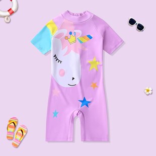 套装 儿童游泳连身J宝宝3岁6岁男泳装 泳 女童泳衣卡通短袖 2025新款