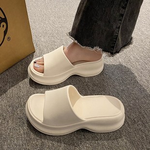 休闲防滑女士一字拖女 夏天外穿小个子增z高百搭韩版 厚底拖鞋 女款