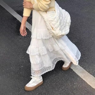 大童女孩蛋糕公主裙 儿童a字夏季 女童白色半身裙春装 长裙20u25新款