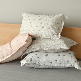 信封式 纯棉高密简约印K花 四季 款 A类 单个装 40支全棉双层纱枕套