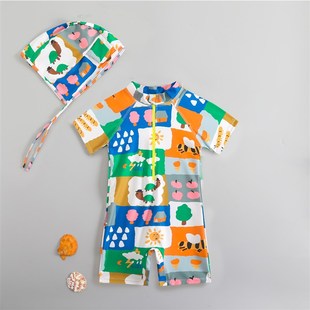 干温泉 z防晒游泳衣男宝宝女孩速干 2025新款 儿童泳衣男童连身长袖