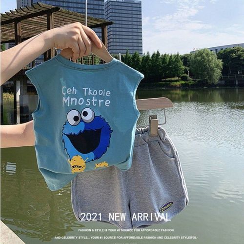 男童夏装背心套装2023新款网红男孩衣服洋气宝宝短裤无.袖两件套