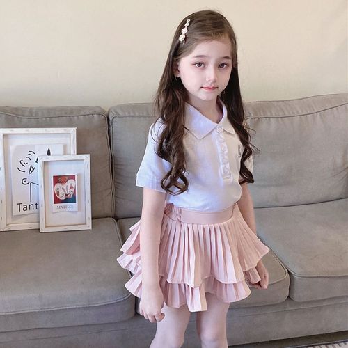 女童春夏季蓬蓬裙短裙女孩表演蛋糕裙a字裙N裤粉半身裙洋气公主裙