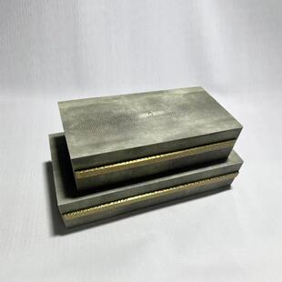 新古典简约现代皮革首饰盒样板房间摆件卧室床头柜储物收纳装饰品