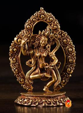 《玛吉拉准》家用尼泊铜全鎏金居家桌面铜像摆件《玛姬拉度》