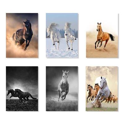 立功装饰画马无框画挂画现代简约入口竖版走廊过道壁画