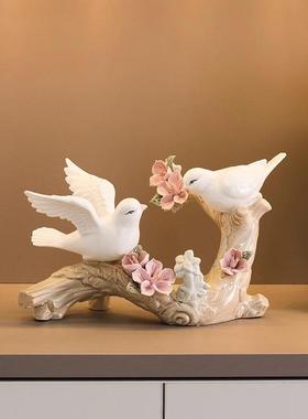 陶瓷小鸟摆件家居客厅酒柜软装饰品欧式创意房间酒柜玄关摆设