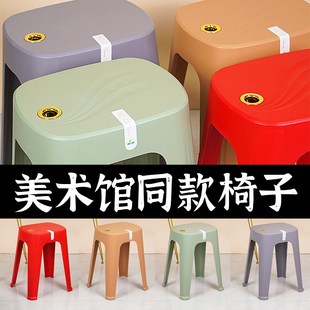 塑料凳子加厚特厚家用熟胶餐桌椅胶方凳客厅高凳成人凳子防滑板凳
