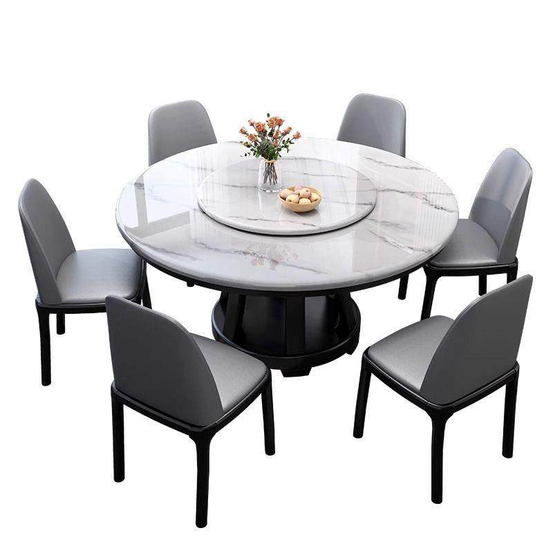 实木岩板餐桌椅组合现代简约家用小户型圆形大理石圆桌带转盘桌子,住宅家具,岩板餐桌,淘宝优惠券,粉丝福利购,淘宝优惠卷