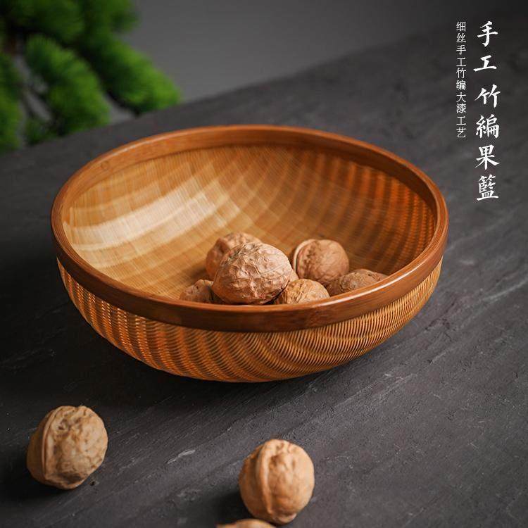 竹编果篮手工竹编篮竹筐水果篮茶具收纳筐干果竹篮子圆形鸡蛋篮子,特色手工艺,竹编/竹雕,淘宝优惠券,粉丝福利购,淘宝优惠卷