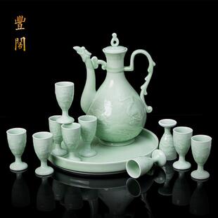 陶瓷酒具组套白酒杯家用酒壶中式分酒器彷古代高脚杯小酒盅清酒器