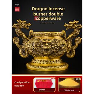 龙回首香炉黄铜家用室内上香供奉寺庙祠堂供佛九龙铜香炉大号