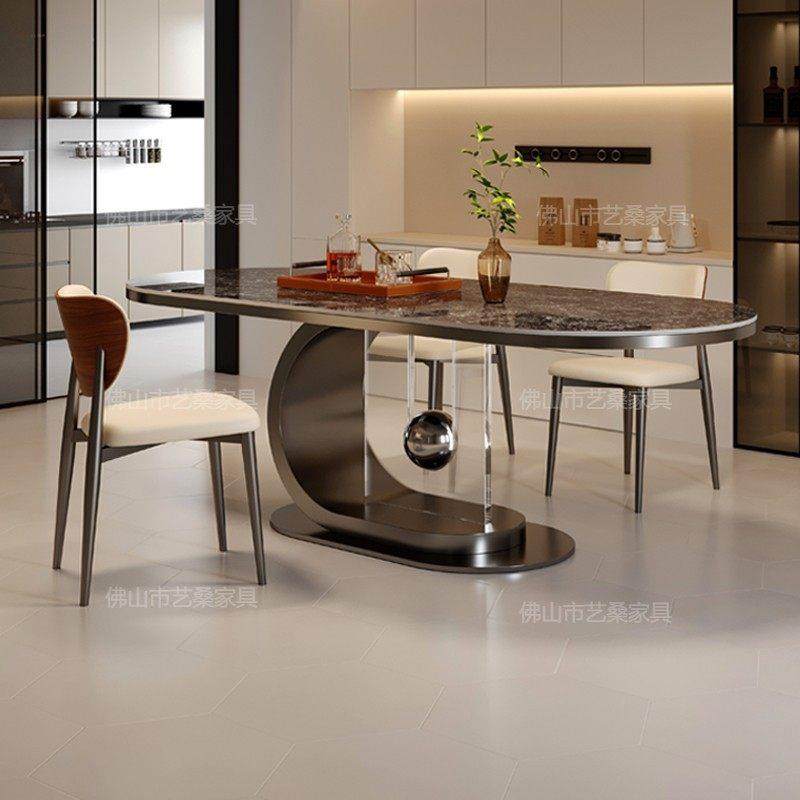 意式极简岩板餐桌家用小户型现代简约大理石餐桌椅组合吃饭桌子,住宅家具,岩板餐桌,淘宝优惠券,粉丝福利购,淘宝优惠卷