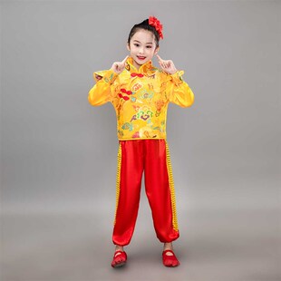儿童喜庆打鼓服亮片腰鼓队演出服舞龙舞狮武术服击鼓赛龙舟表演服