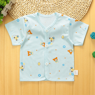 开衫 夏季 上衣0 新生婴儿夏装 衣服男女宝宝纯棉短袖 12个月 薄款
