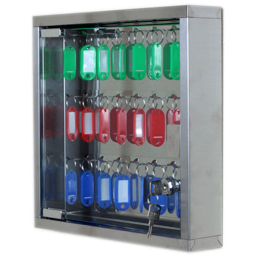 维泊斯 钥匙箱 钢化玻璃门带锁钥匙管理箱柜 不锈钢钥匙箱柜 壁挂